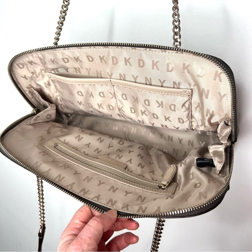 DKNY Madison Satchel Brown Logo Monogram Shoulder Bag Purse - Picture 6 of 17